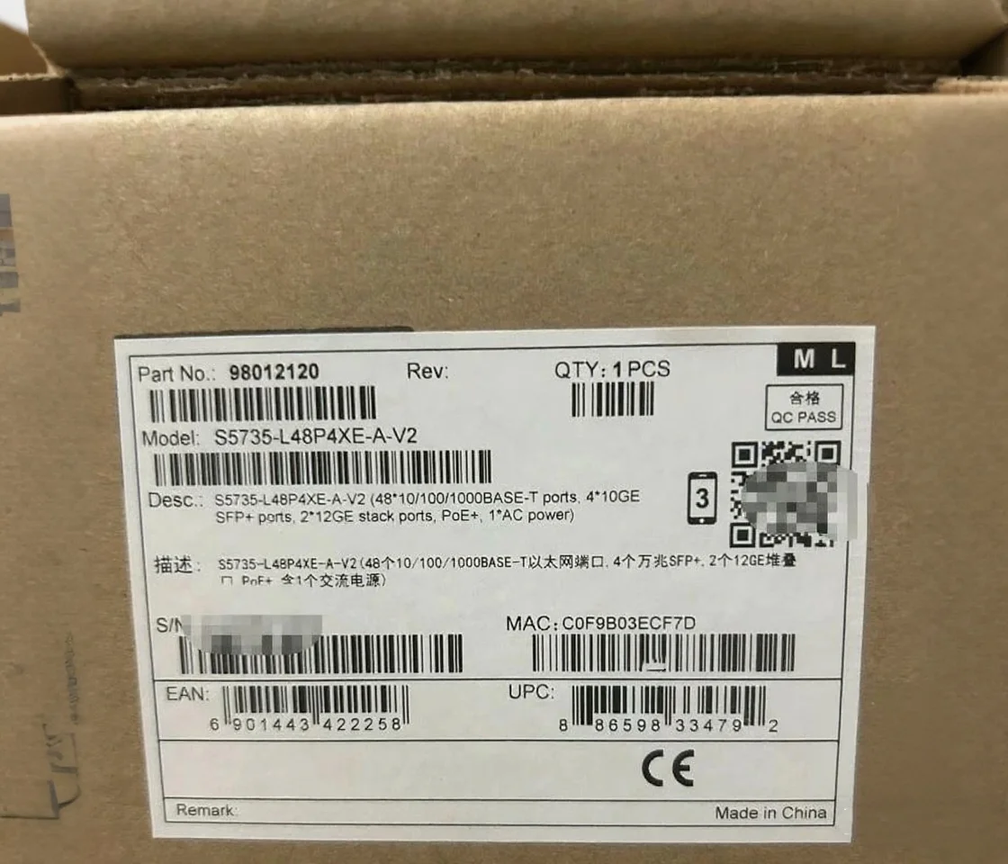 Brand New CloudEngine S5735-L48P4XE-A-V2 Switch 48-Port Gigabit Ethernet PoE Enterprise Network Switch