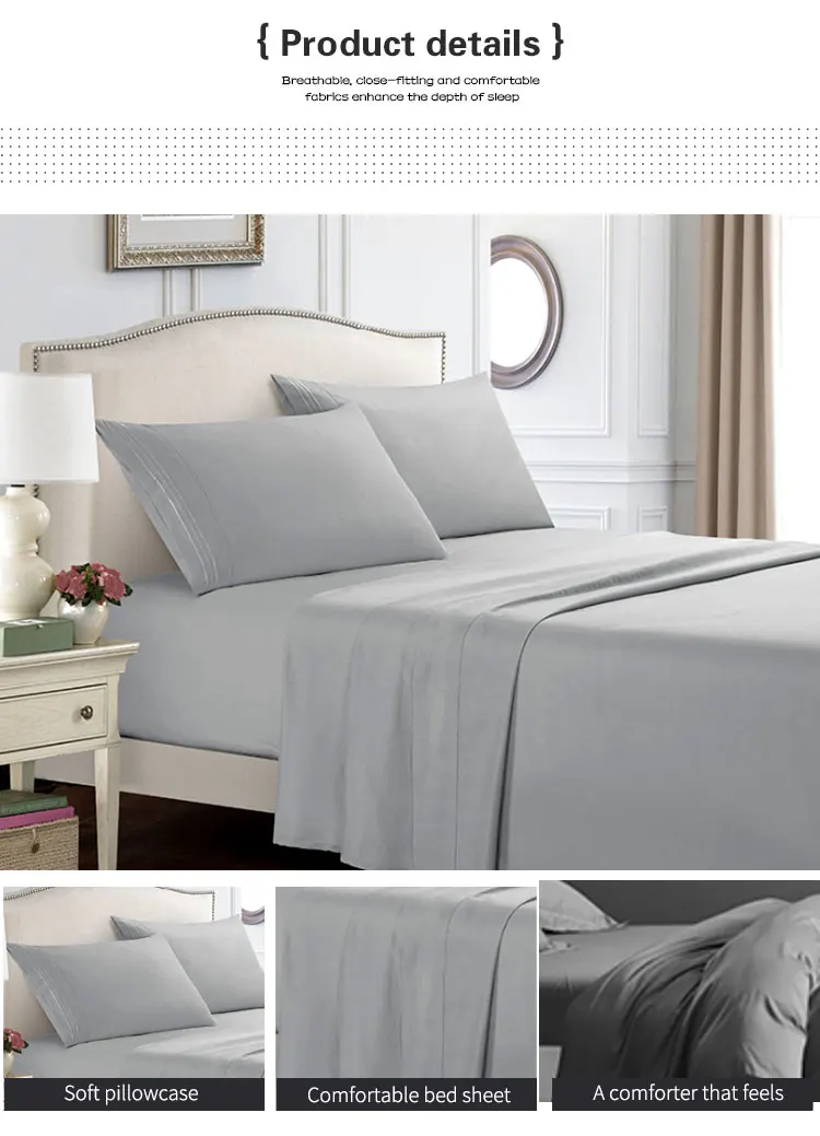 Deep Pocket 1 Fitted Sheet 1 Flat Sheet 2 Pillowcases Luxury 4-Piece Microfiber Bedding Set for Home Hotel Use supplier