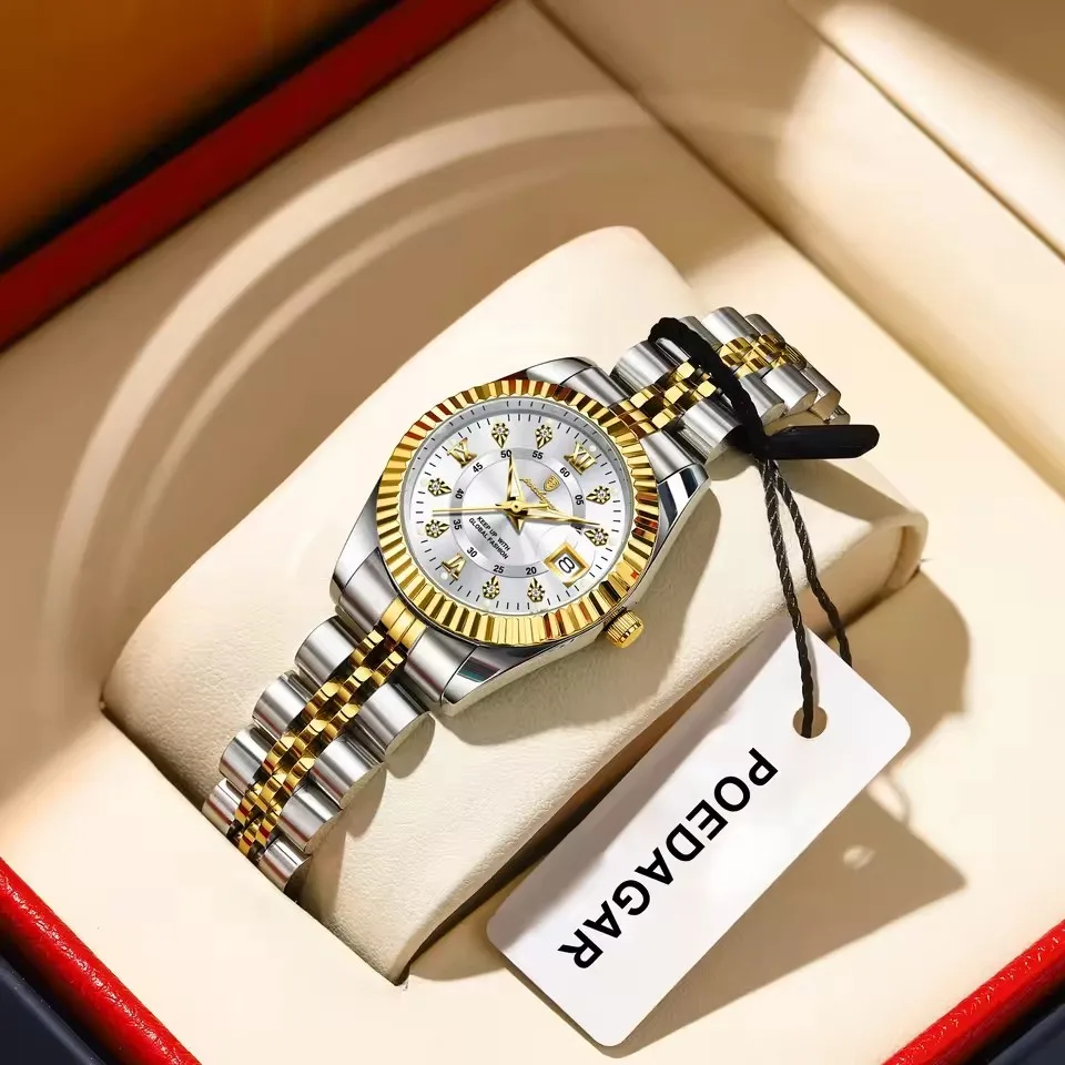 POEDAGAR Luxury Elegant Watch for Women Waterproof Luminous Calendar Ladies Watch Stainl aperçu 4