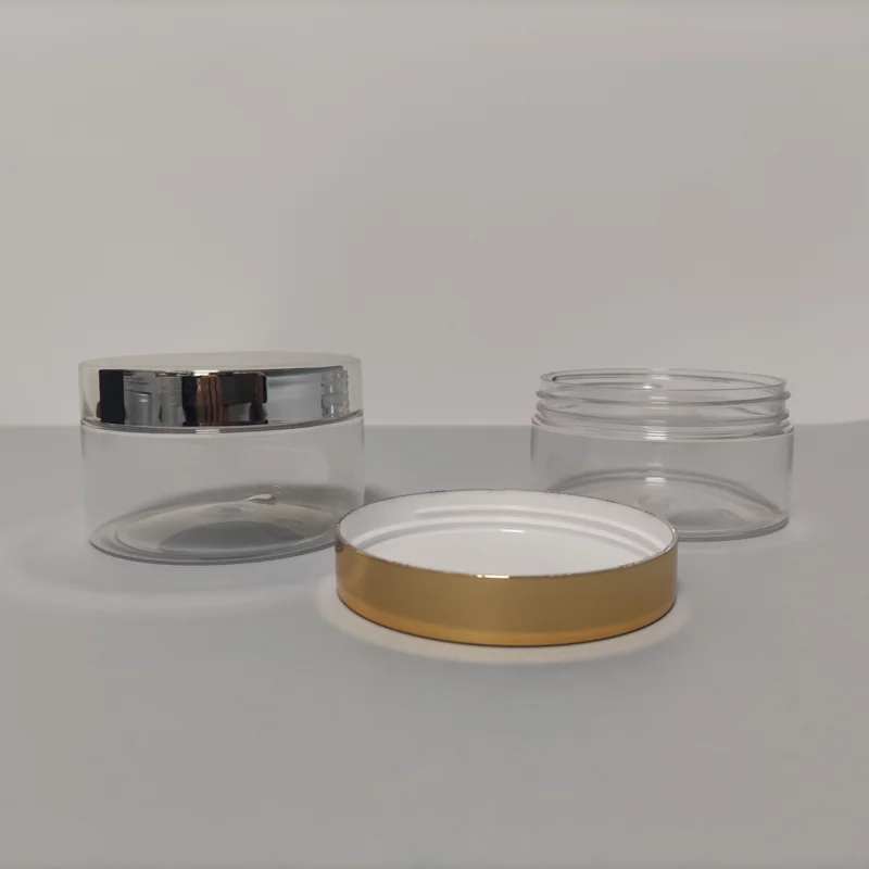 Wholesale Cosmetic Food Packaging 100ml 150ml 200ml 300ml 500ml Amber Black Pet Plastic Cosmetic Cream Jar With Lid