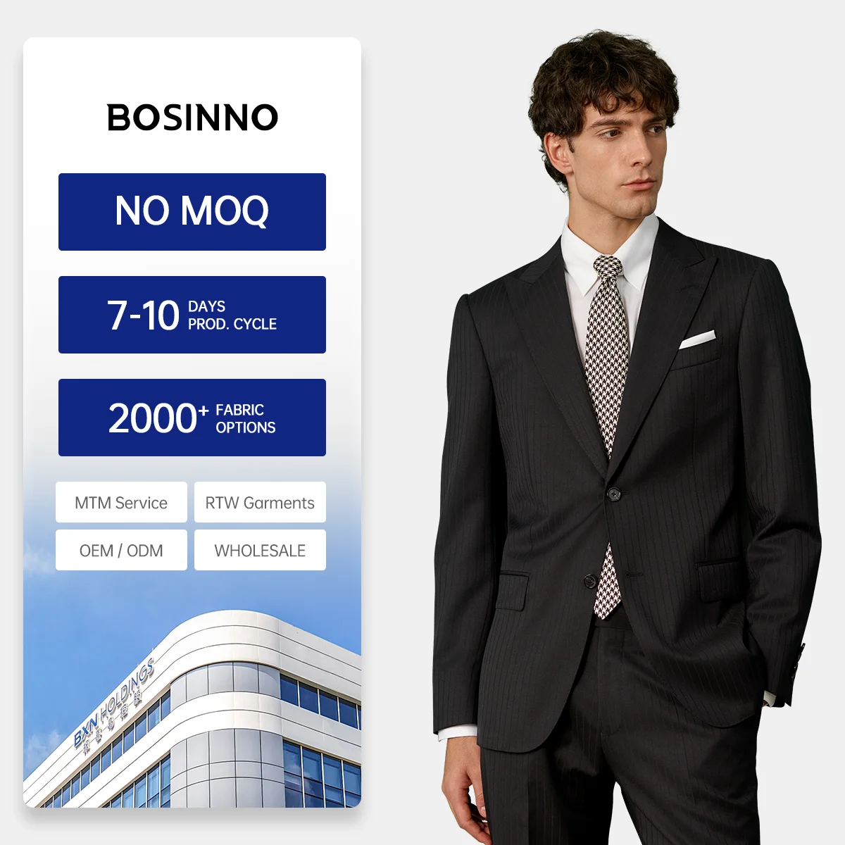 Premium Mtm Mens Half Canvas Wrinkle Resistant Pure Wool Hidden Stripe Slim Fit Single Breasted Peak Lapel Formal Suit