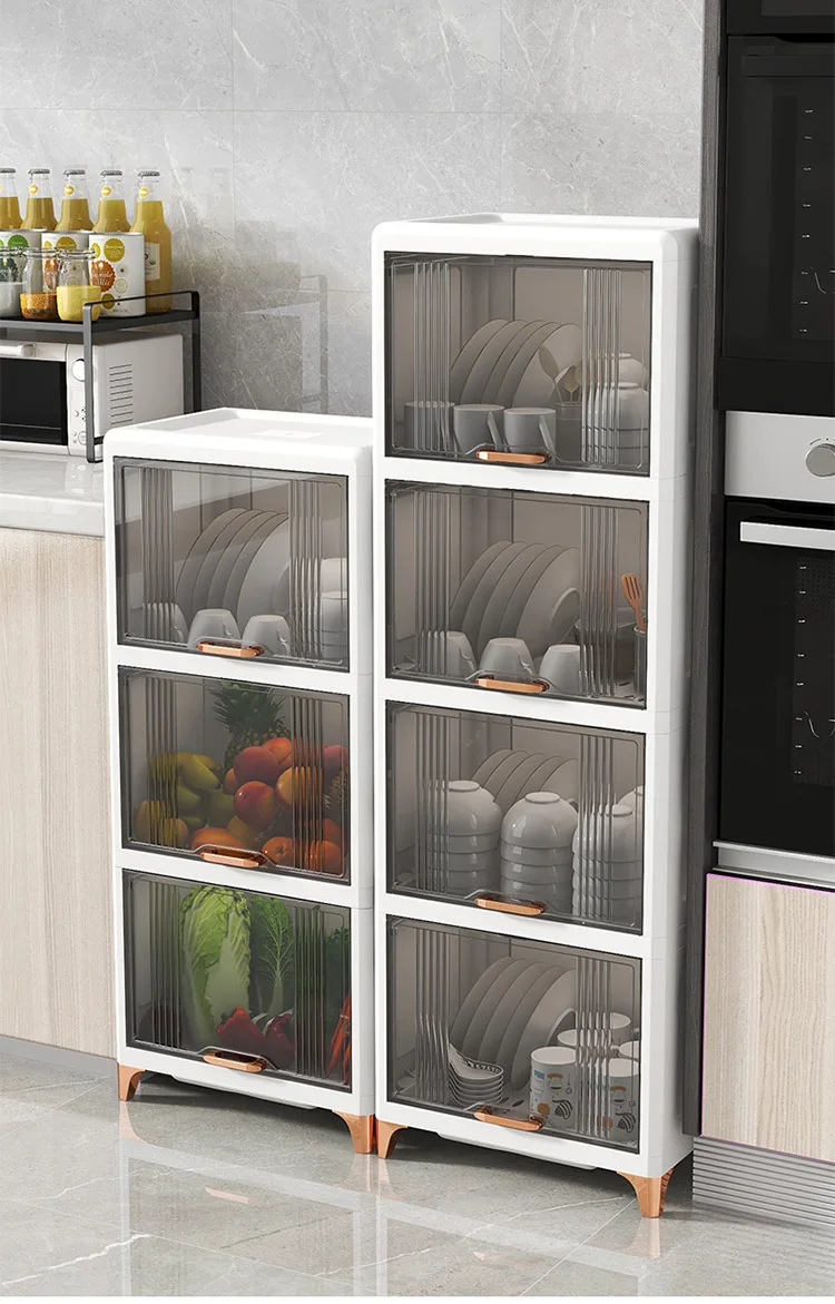 Desktop Large Capacity Bowl Storage Cabinet With Drain Rack Dish Cupboard Double Layers