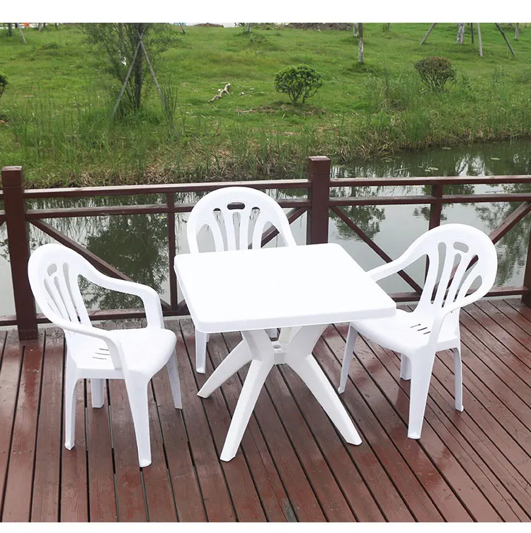 Outdoor camping table white plastic dinner table