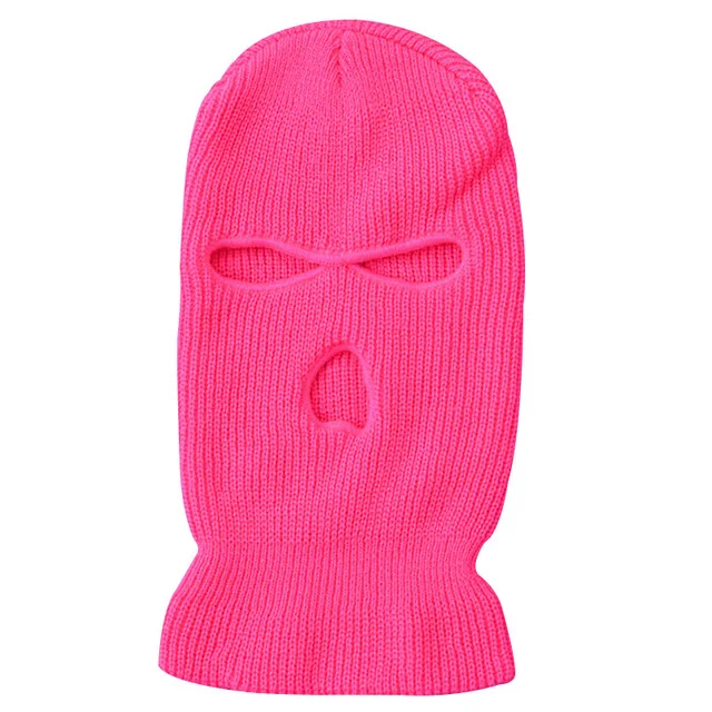 Knitted Full Face Cover 3-hole Embroidery Logo Ski Mask Winter Cap For ...