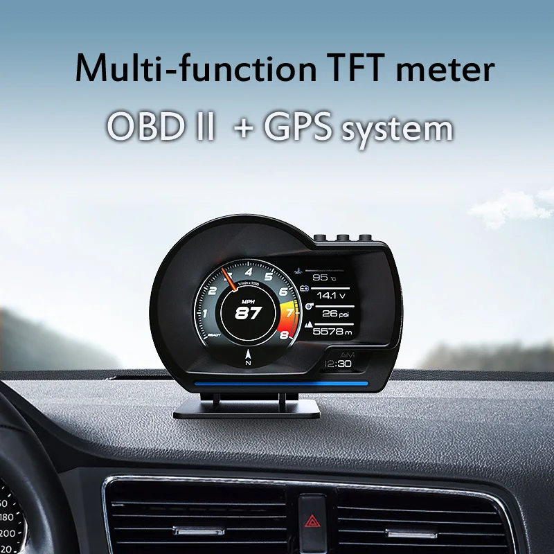 Wholesale P6 Car HUD Head-Up Display OBD2+GPS Smart Gauge With Over Speed, RPM Alarm Custom
