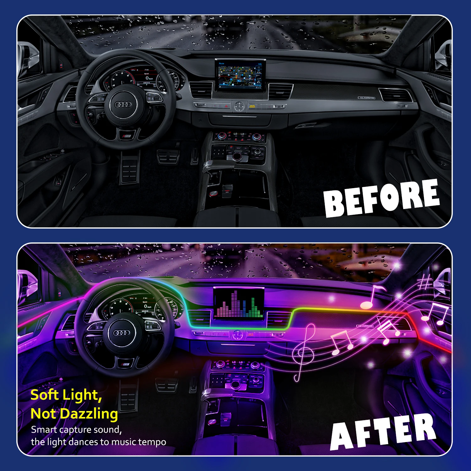 18-in-1 RGB Symphony Car Ambient LED Lights - Universal Decor