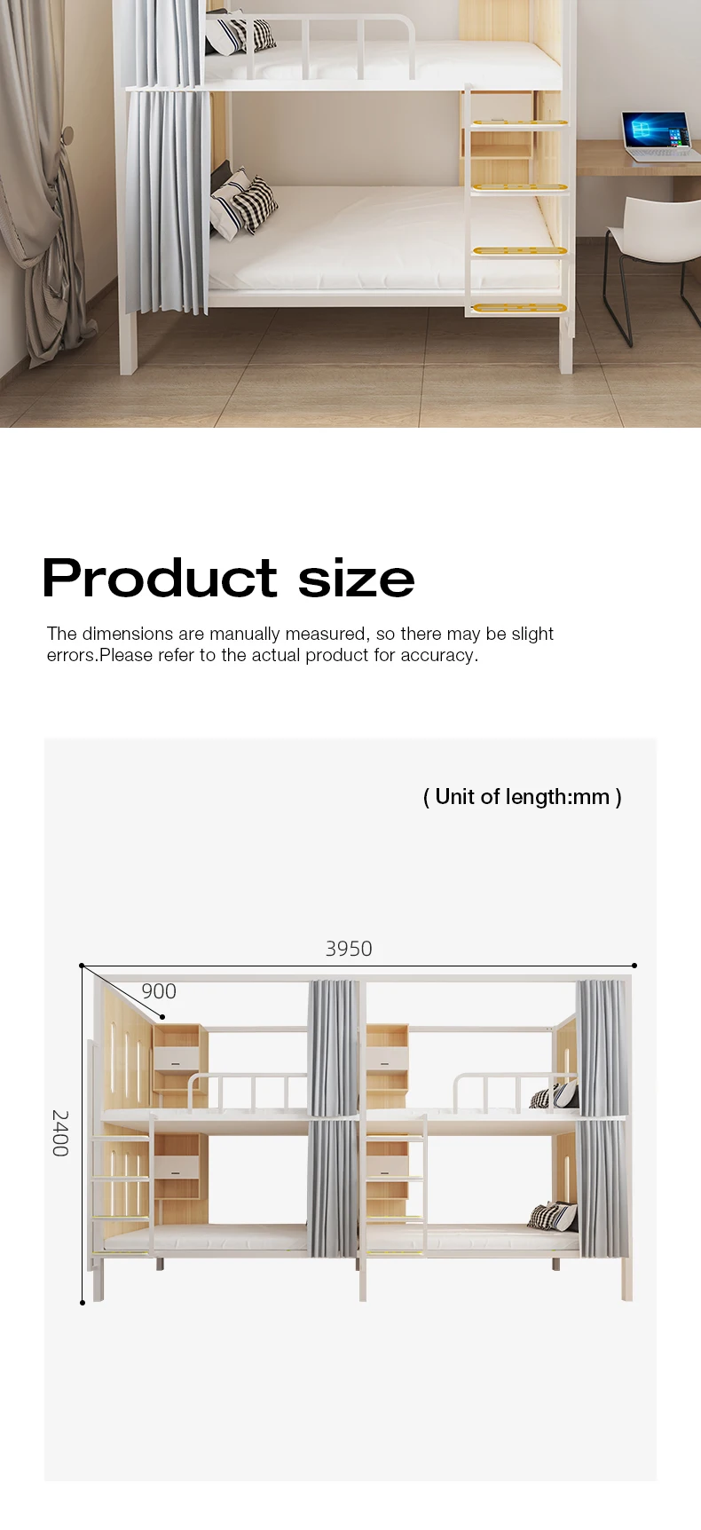 product double layer durable eco friendly space capsule dormitory bunk bed iron metal frame school apartment furniture-10