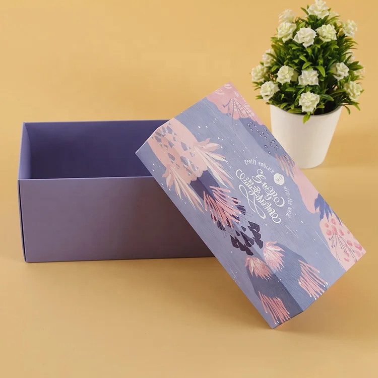 custom logo printed foldable coated paper bridesmaid gift box with lid for wedding favor