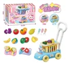 Carrito de Conejito de Juguete con Set de Juego de Cortar Frutas (Mezcla de Dos Colores)