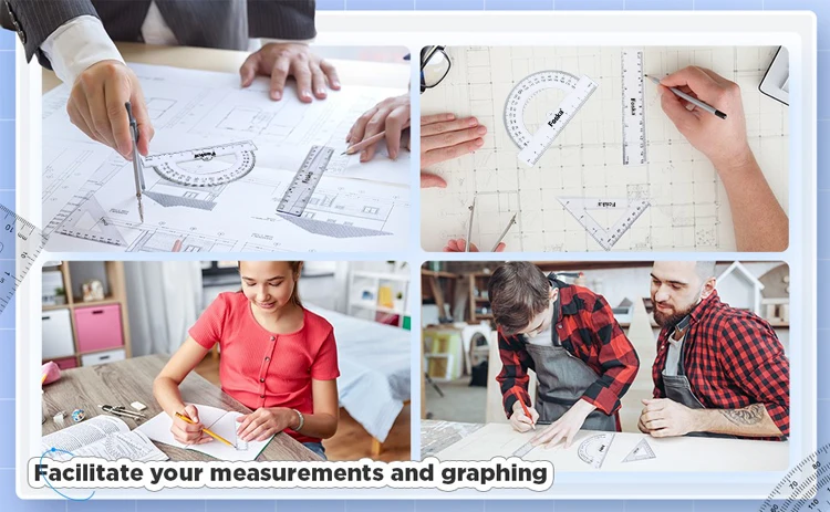 Foska Protractor Straight and Triangle - Math Geometry Tools