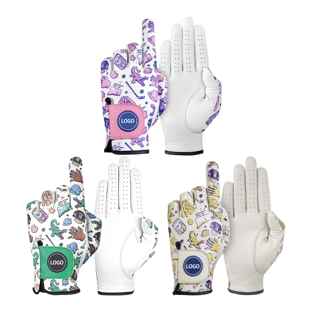 Design leather golf glove custom print golf glove with magnetic ball marker