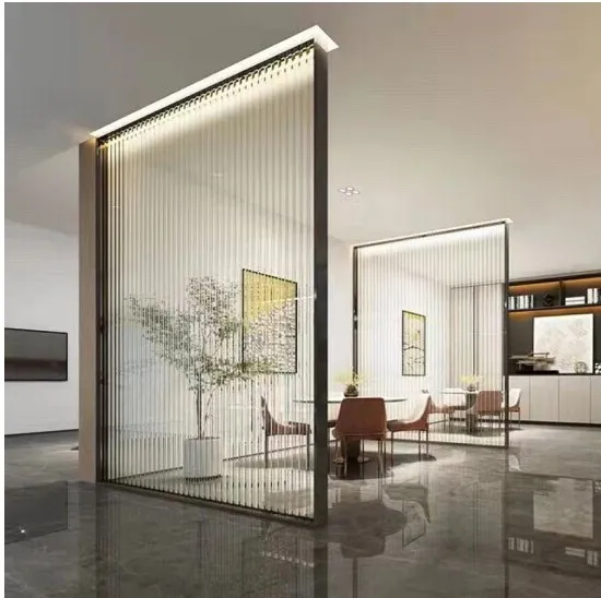 Modern Style Living Room Partition Divider Glass Inlaid Screen