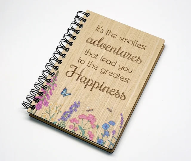 Wholesale Custom A5 Hardcover Spiral Notebook UV Printed Lavender Wildflower Diary Laser Engraved for Gift Promotional Notebook