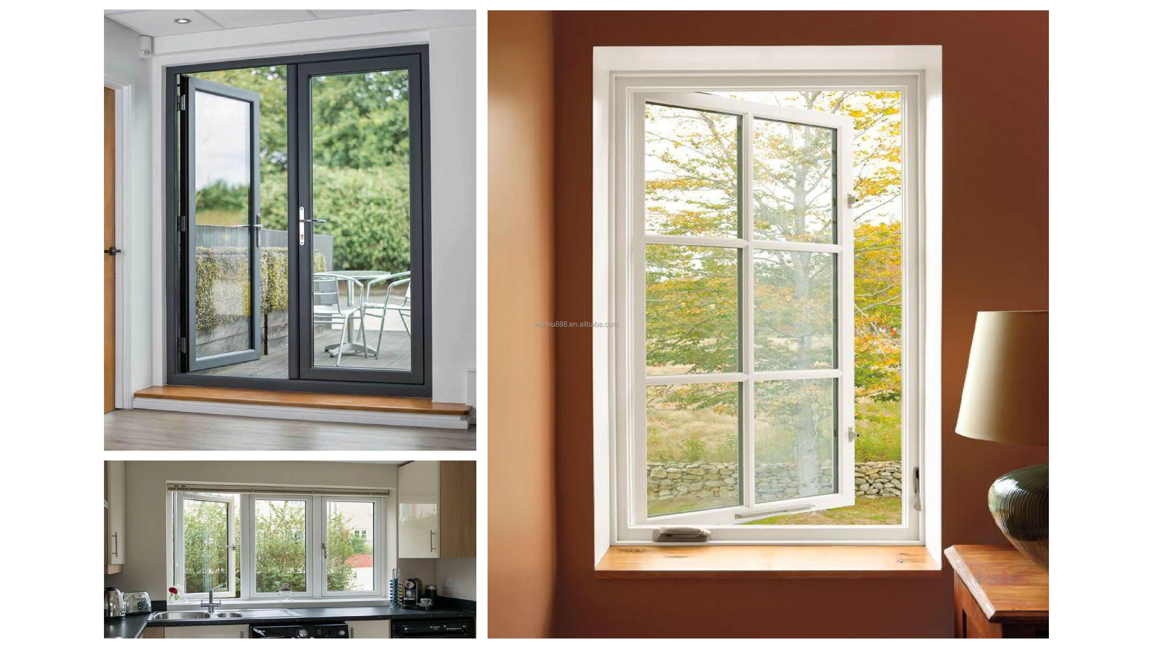 Wanhu High Security Impact Casement Window Double Glazing Aluminum Frame Windows Swing Window 4471