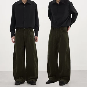 Loose Straight-leg Casual Pants for Men New Autumn Quality Cotton Half Elastic Retro Long Pants