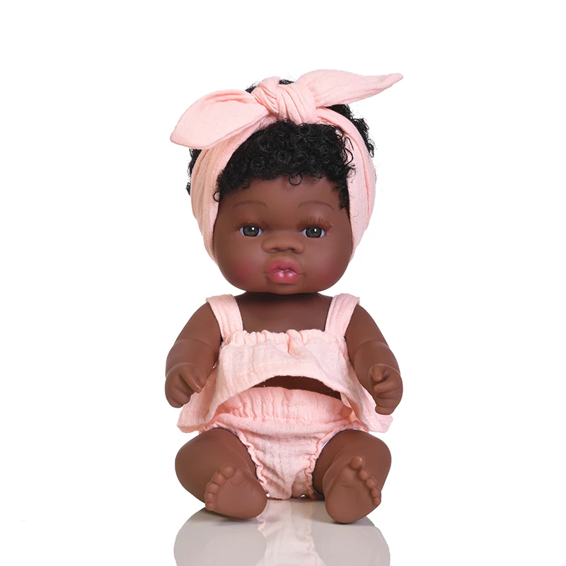 2023 muñecas africanas lindo Calvo negro silicona Vinilo Suave bebé juguete  para niños chico niños gran oferta 14 pulgadas/35cm negro PVC