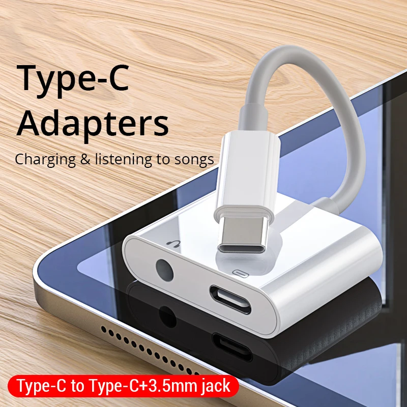UNIEAN Wholesale 2 in 1 Splitter Headphones Jack Adapter USB Type C Adapter USB-C to 3.5mm Aux Audio and Charge