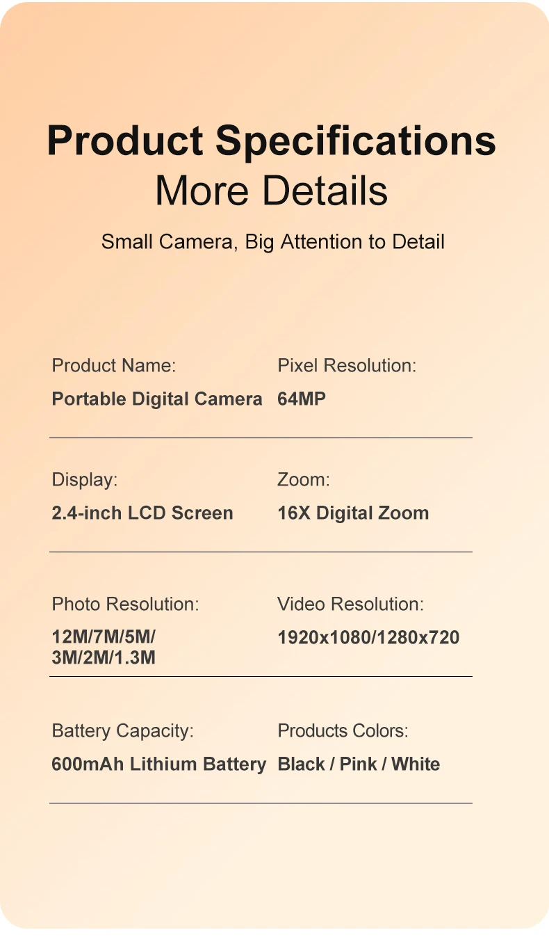 Mini Retro Vintage  Selfie Camera Digital Zoom Anti-Shake for Children's Travel CCD Sensor Element Economical