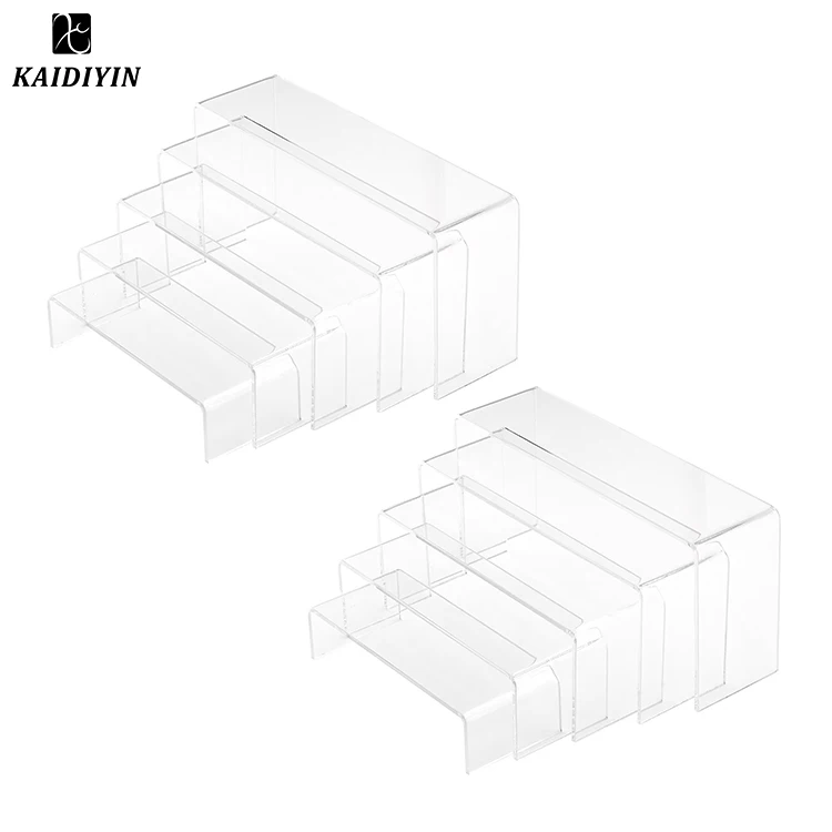Customizable 5 Tier Transparent Acrylic Display Rack Set of Props for Shoes Storage and Store Display