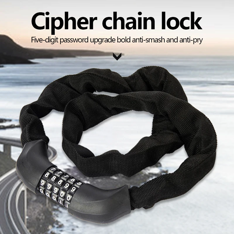SENDE Combination Chain Lock 5-digit Code Thicker Chain Multifunctional Anti-theft Tyre Lock Riding Motorbike Bike Accessories