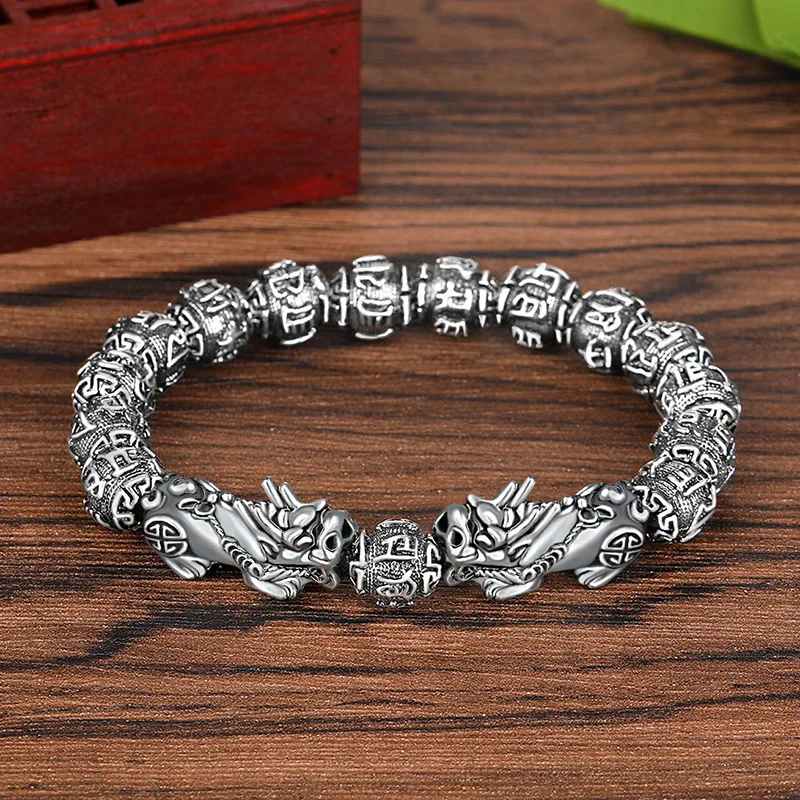 Bracciale Portafortuna Feng Shui Pi Xiu In Ossidiana, Braccialetto Uomo E Donna Moda, 19 Cm - Regalo Ricchezza E Prosperità - 3