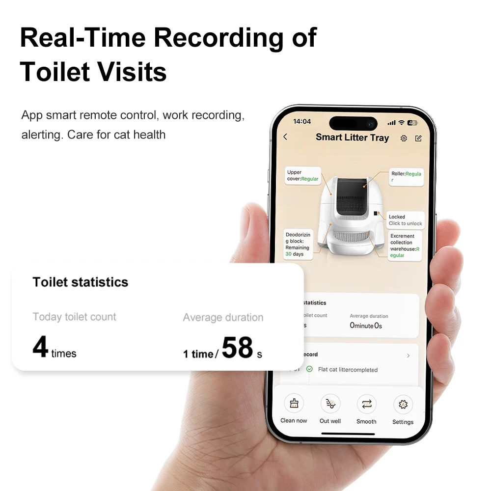 Smart Quick Self Cleaning Big Cat Toilet Automatic APP Remote Control Auto Cat Litter Box