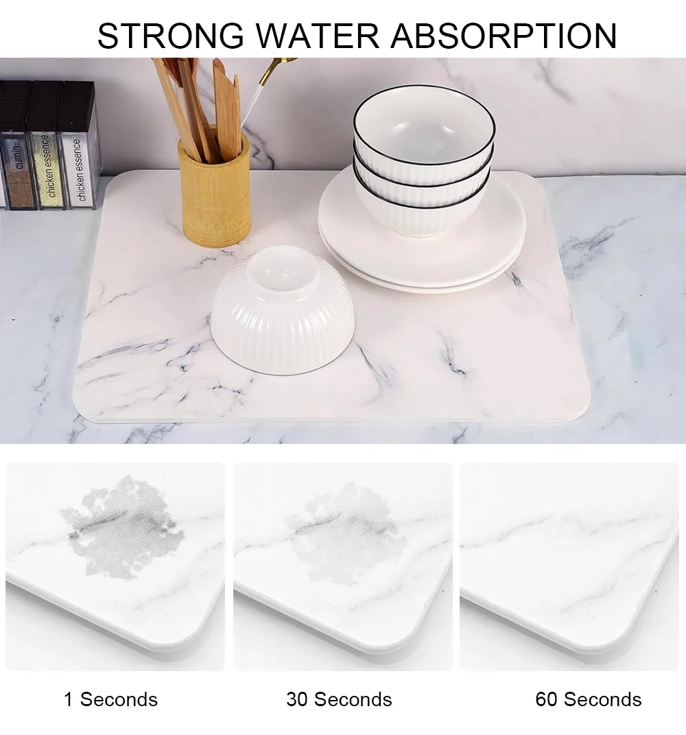 Rayshine New Marble Hard Diatomite Quick Drying Mats Absorbent Mat Tray