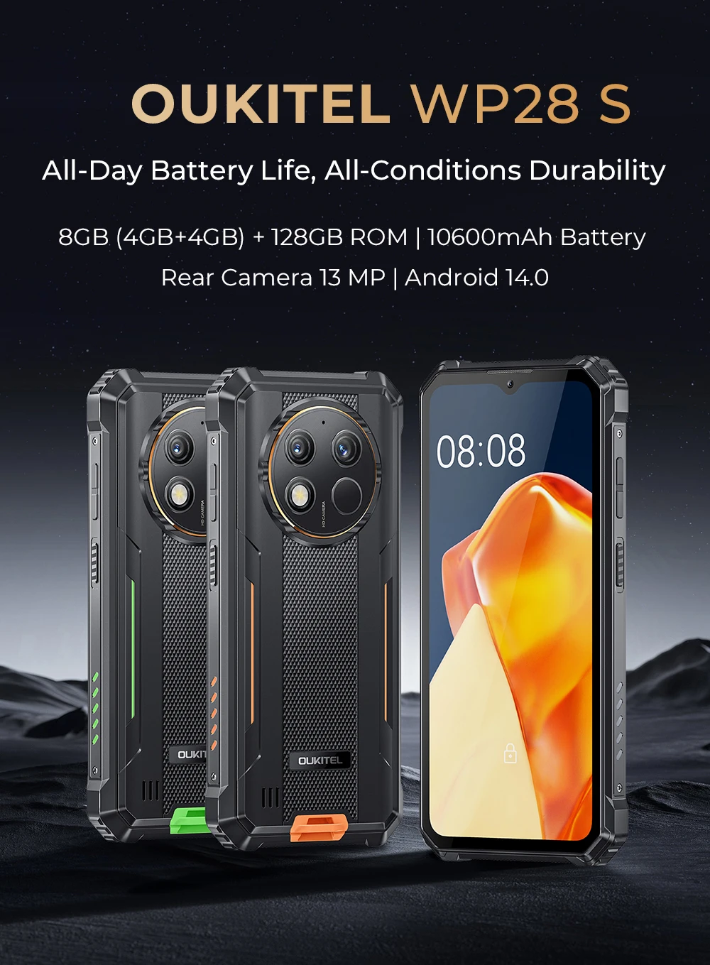 Oukitel WP28 S Rugged Smartphone - Android 14, 10600mah