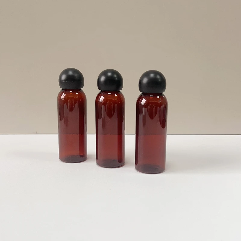 Factory Direct Sales of Refined Oil Bottles 70ml Pet Ball Cap Plastic Bottle Emulsion Empty Mushroom Cap