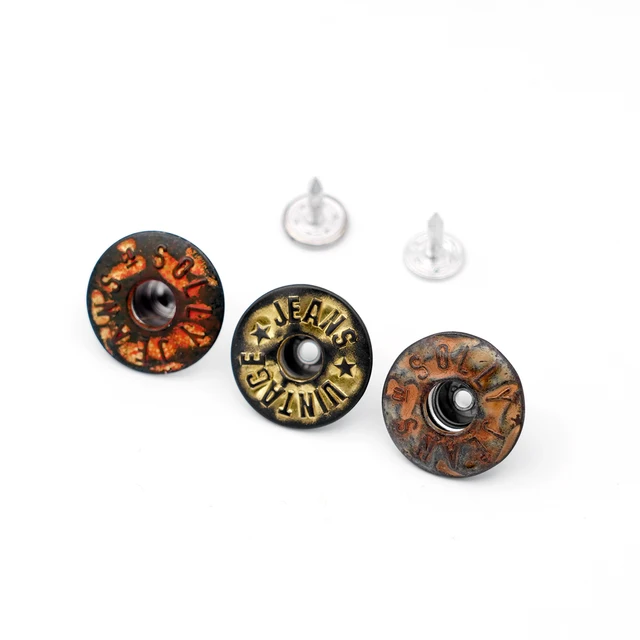 Metal Snap Button Manufacturers Custom Denim Metal Shank Buttons with Different Shapes for Denim Jeans Jacket Rivets Included