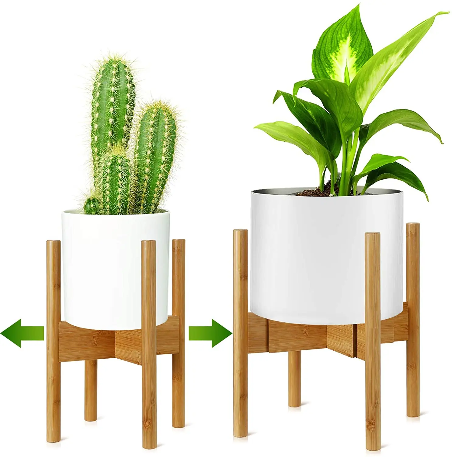 Modern Adjustable Bamboo Flower Holder Stand Eco-Friendly Garden Indoor Plant Pot Holder 8 12 Inch Pots Simple Classic Floor Use