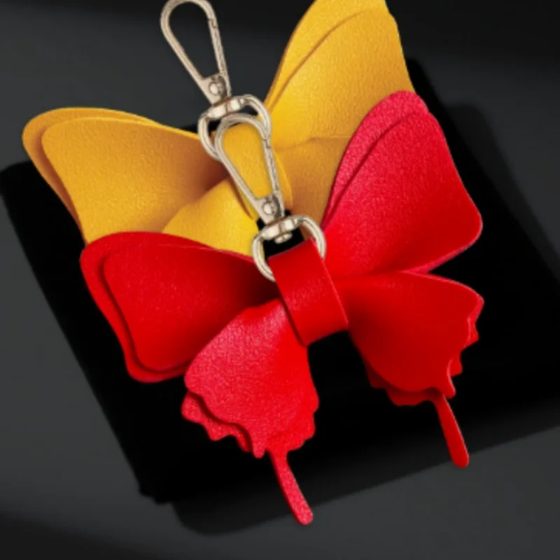 PU Leather Butterfly Shape Holder Creative Bag Charm Car Keychain Portable Case Key Organizer With Hook_voghion.com