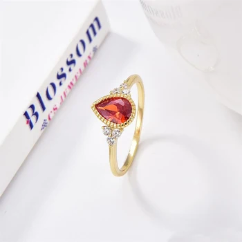 Blossom CS Jewelry Custom Simple 925 Sterling Silver Ring Zircon Gemstone & Gold Plated Women Engagement Gift Party Cut Stone