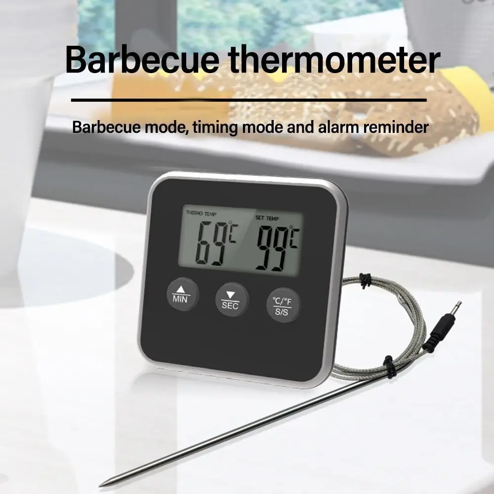 Low Price Large LCD Stainless Steel Probe Smoker Oven Kitchen BBQ Grill Thermometer with Alarm