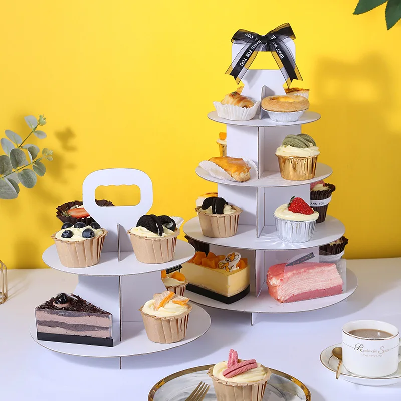 Multi-layer Cupcake Stand Dessert Cake Stand Portable Dessert Stand Birthday Party Afternoon Tea and Cake 3 Tier Pyramid Box