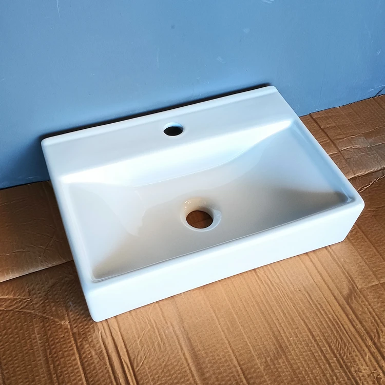 Cheap Bathroom Ceramic Top Rectangular Vanity Hand Wash Basin for Hotel Bathroom Sink