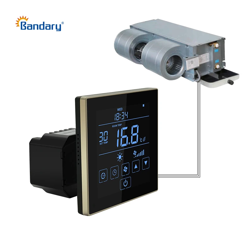 Bandary Touch Screen RS485 Fan Coil Programmable Modbus Digital Thermostat Smart