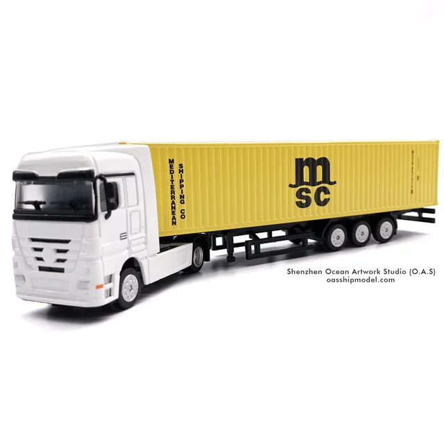 Scale 1:87  Truck  Model Shipping Line Logistics  MSC Alloy Material Customized Container Truck Model