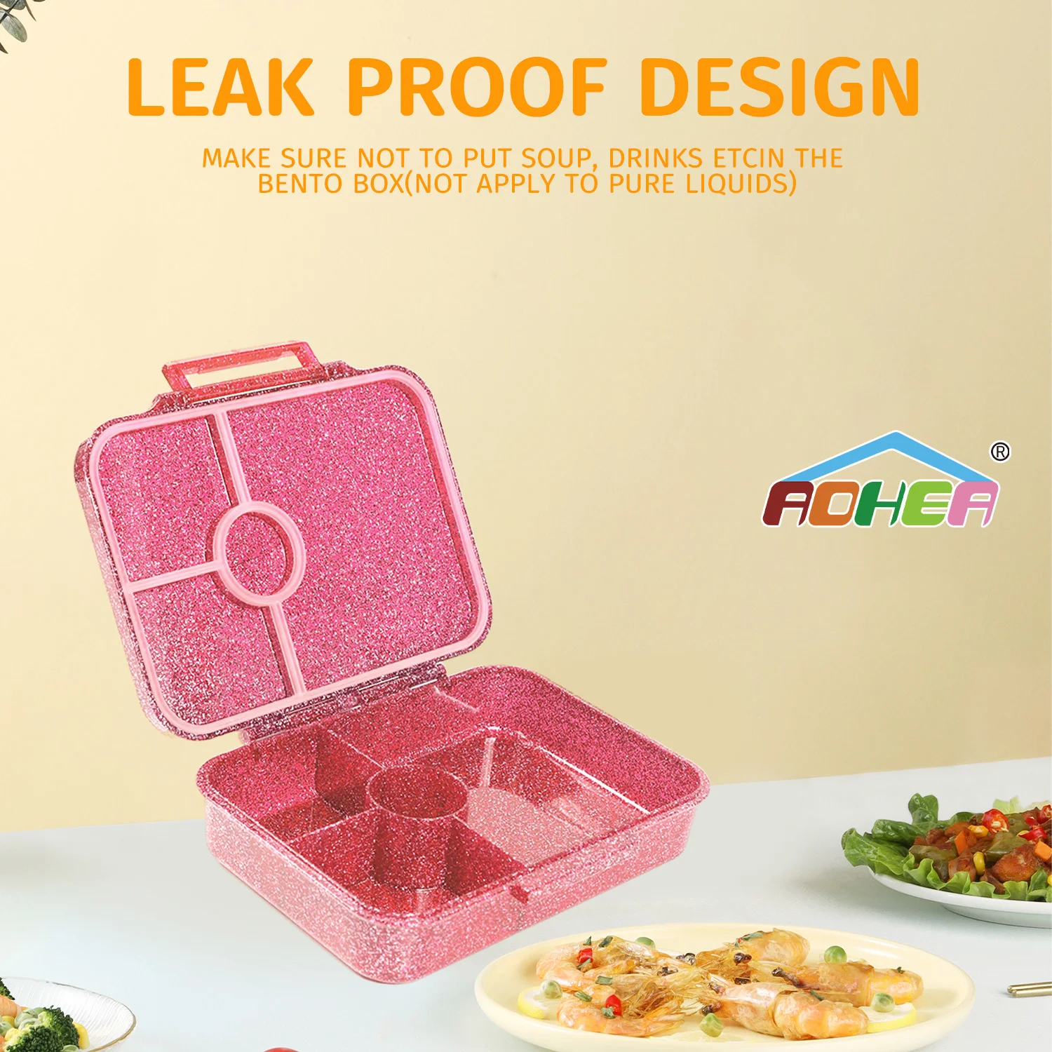 Aohea Eco Microwave Food Container Set Plastic Tritan Kids Bento Lunch Box Set for School