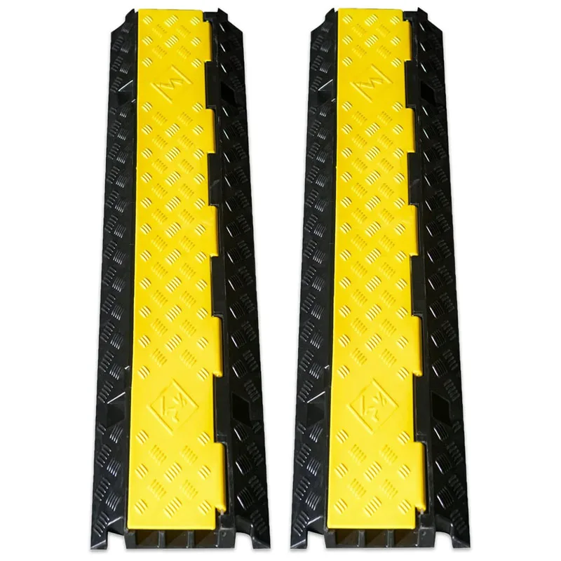 Cable Ramp 2 Pack of 3 Channel PVC Rubber Cable Protector,44000lbs Capacity Heavy Duty Hose Cord Protector Ramps