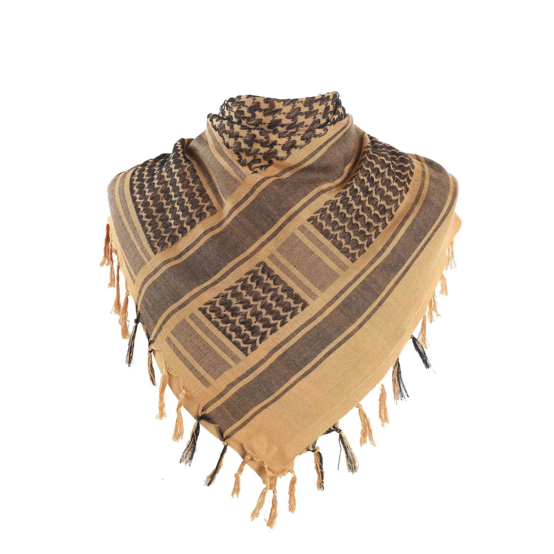 Custom 100% Cotton Shemagh Tactical Desert Scarf Wrap Head Neck Arab Scarf for running climbing hiking Men And Women factory