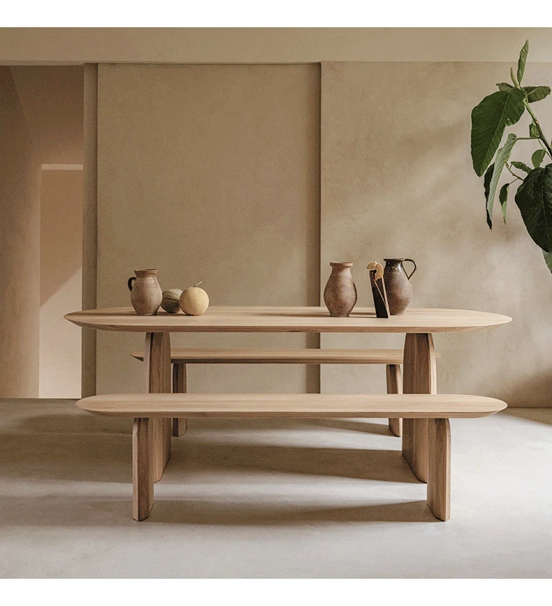 Nordic Solid Wood Dining Table for 4 Seat Farmhouse Dining Room