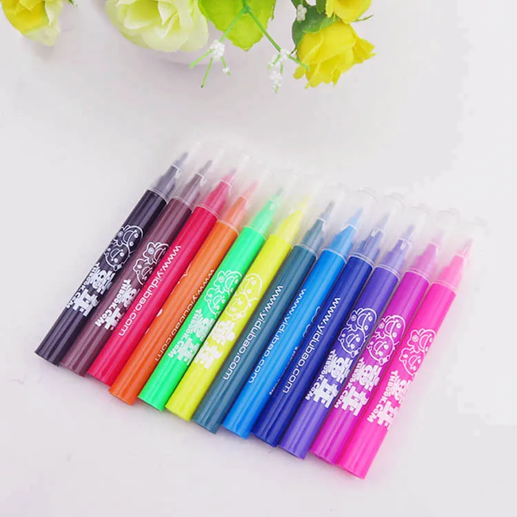 12pcs/pvc Bag Mini Kids Washable Color Pen Promotional Drawing Water Custom Design Marker