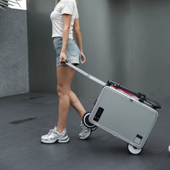 2024 Latest 20-Inch Aluminum Smart Suitcase Ride-On Scooter Luggage Factory Direct Guangzhou Featuring Smart Board Comfortable