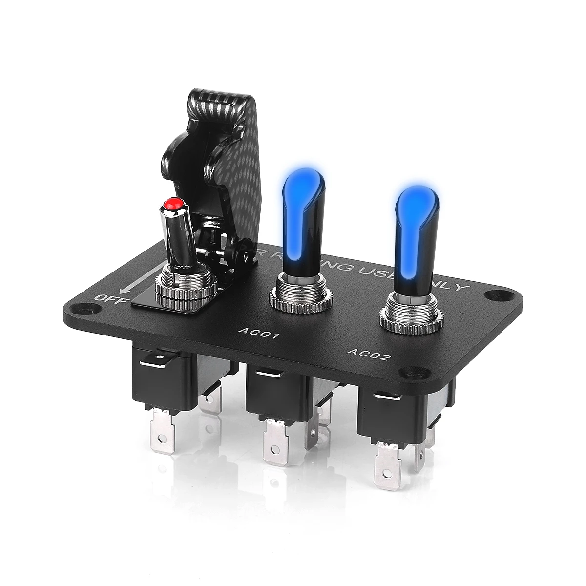 iztor Car Marine Blue LED 3pin Toggle Switch with Jumper Wire Fuse Holder and Fuses 