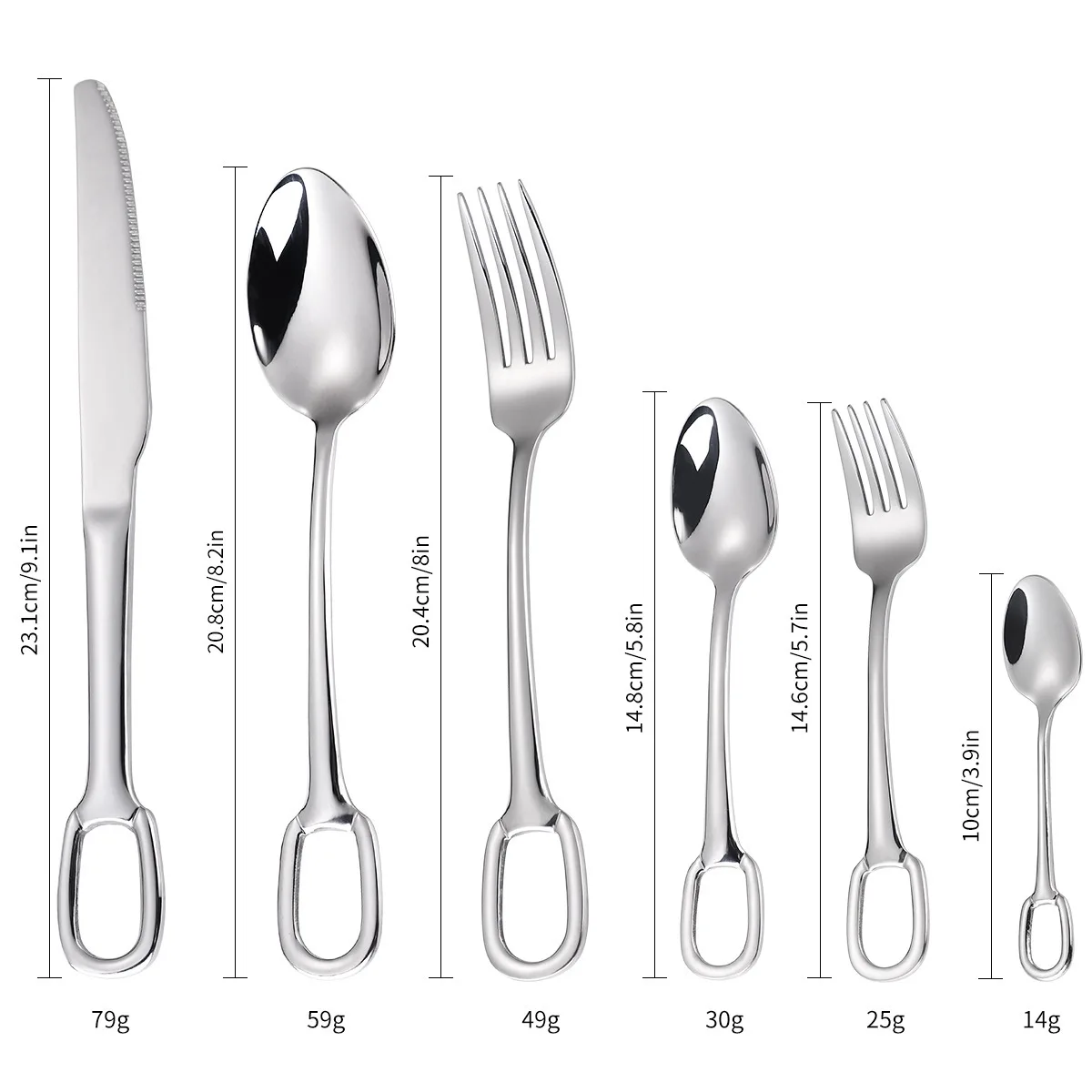 18/8 Hanging Cutlery Set Stainless Steel Hanging Hole Knife Fork Spoon Utensil Set Gold Flatware Set