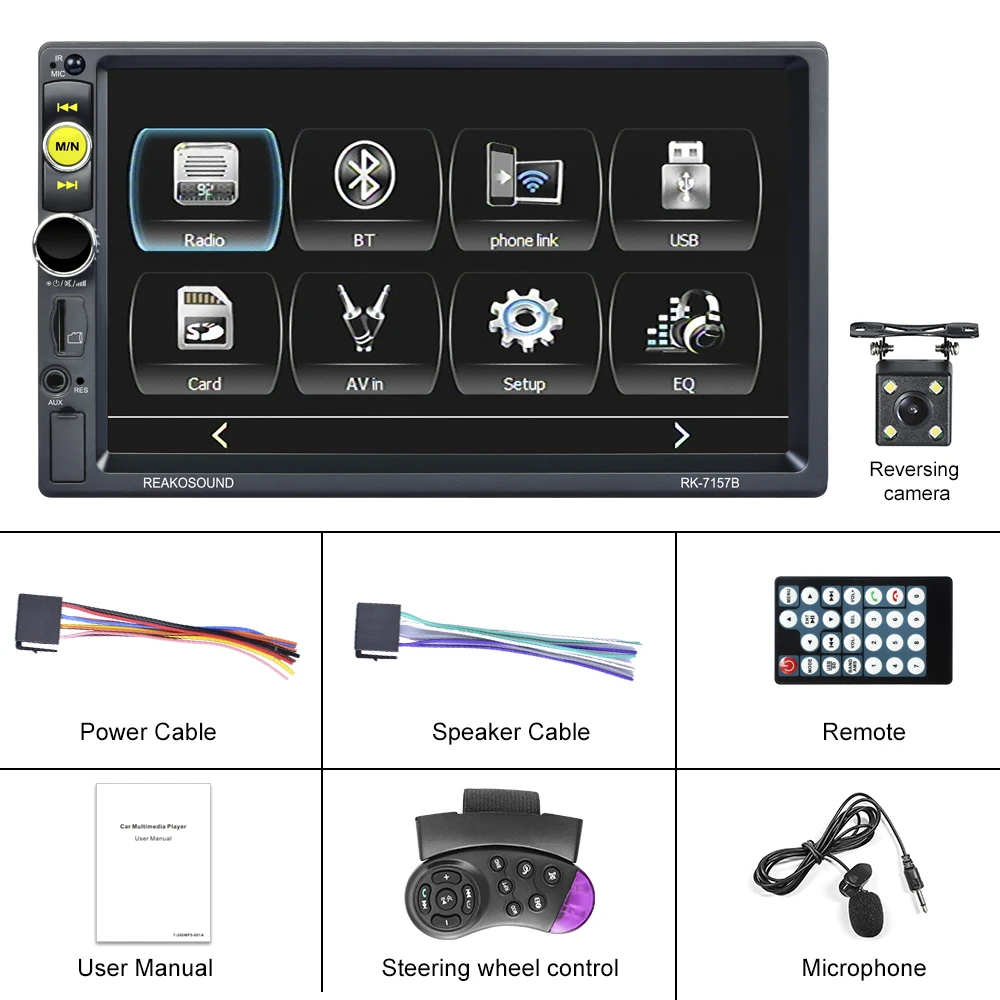 Podofo 2din Car Radio Carplay With Android Auto 7'' Touch Screen Bt Fm ...