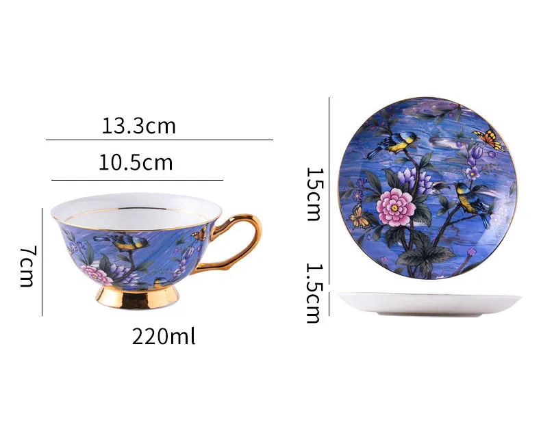 YBK Tech Euro Style Cup& Saucer Set Art Bone China Ceramic