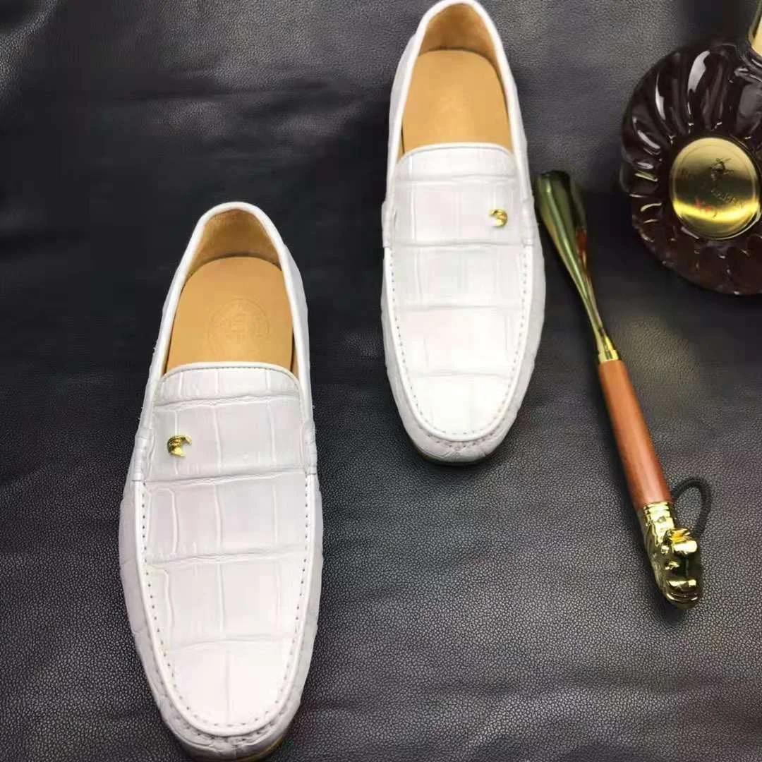 White and Gold Loafers Men Stylish Comfortable Shoes