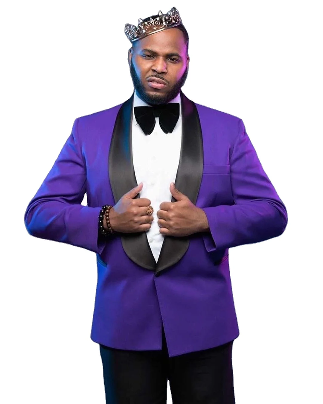 Plus Size Purple Men's Suits Elegant Groomsmen Tuxedos - Main Image
